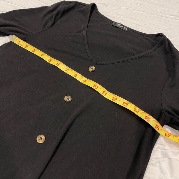 SHEIN Deep V Neck Button Down Long Sleeve Black Dress Size XS - Picture 7 of 7